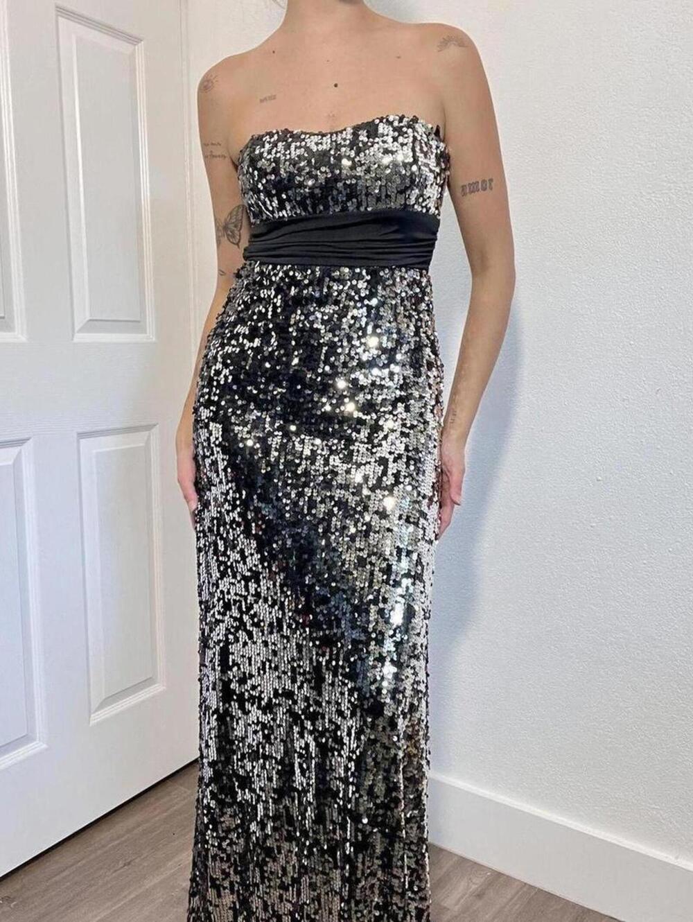 Speechless Silver Sequin Maxi Dress